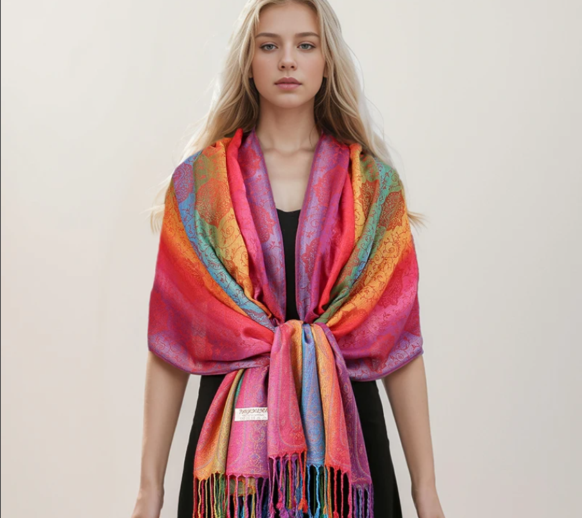 Écharpe Cachemire Femme – Châle Jacquard Paisley