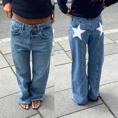 Jean Large Femme à Motif Étoile