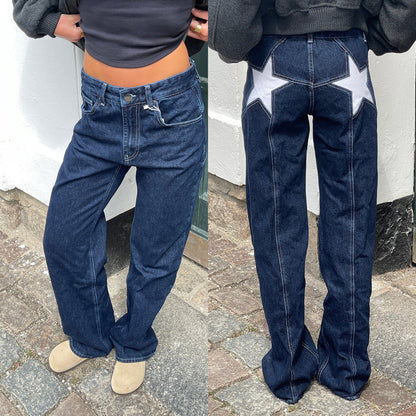 Jean Large Femme à Motif Étoile