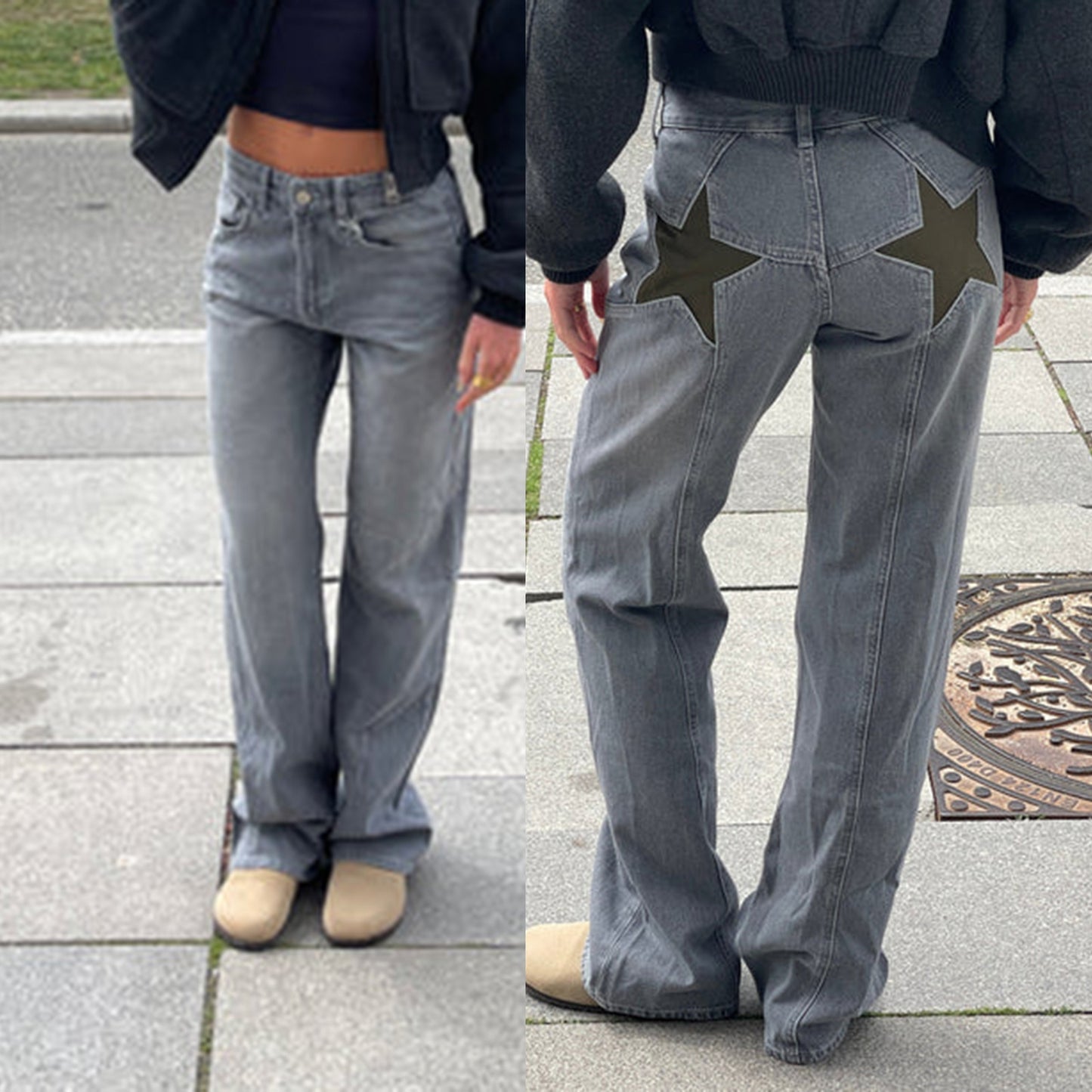 Jean Large Femme à Motif Étoile