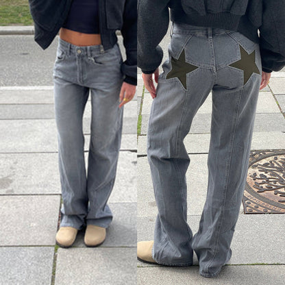 Jean Large Femme à Motif Étoile