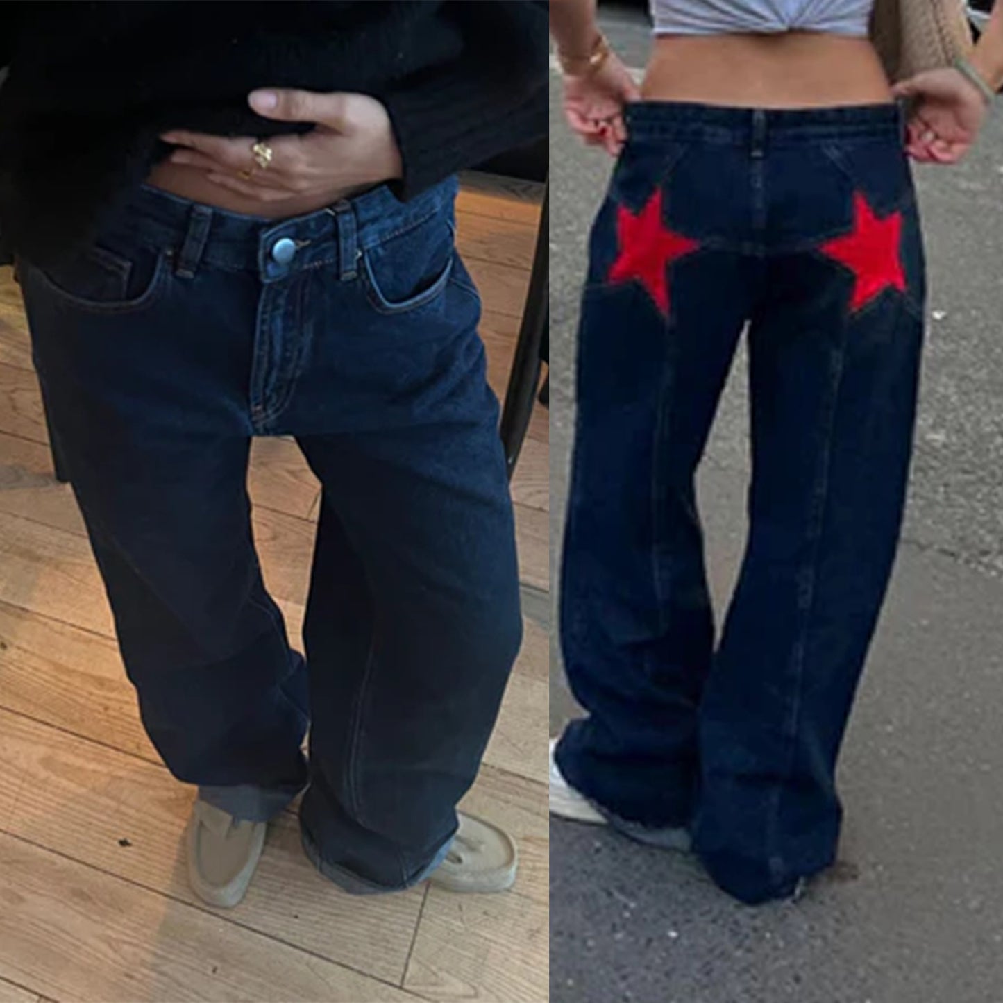 Jean Large Femme à Motif Étoile