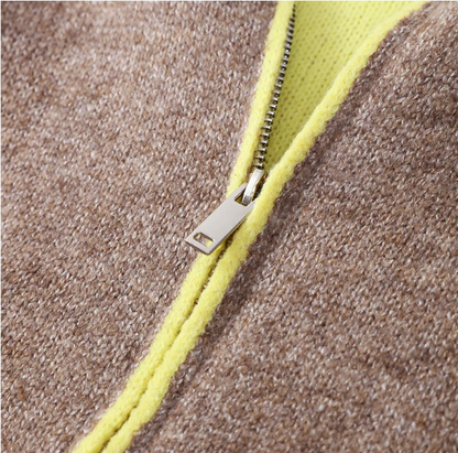 Cardigan tricoté femme chic à poches et zip