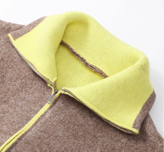 Cardigan tricoté femme chic à poches et zip