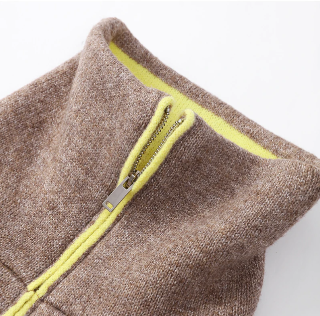 Cardigan tricoté femme chic à poches et zip