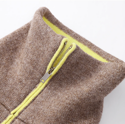 Cardigan tricoté femme chic à poches et zip