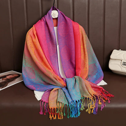Écharpe Cachemire Femme – Châle Jacquard Paisley