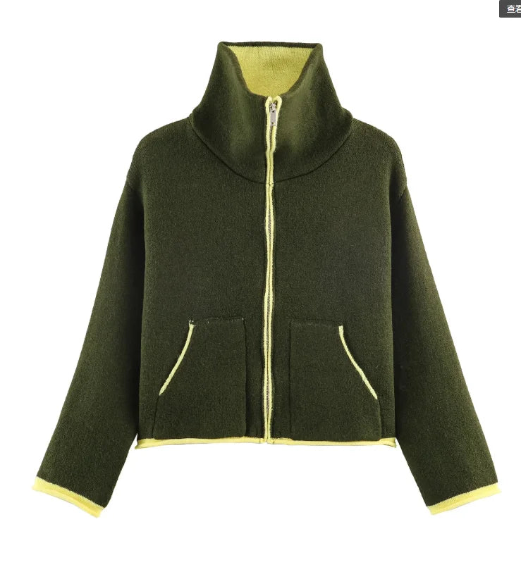 Cardigan tricoté femme chic à poches et zip