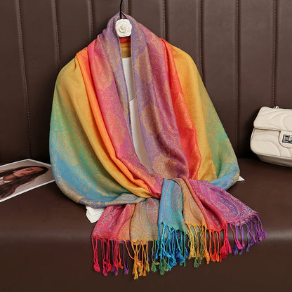 Écharpe Cachemire Femme – Châle Jacquard Paisley