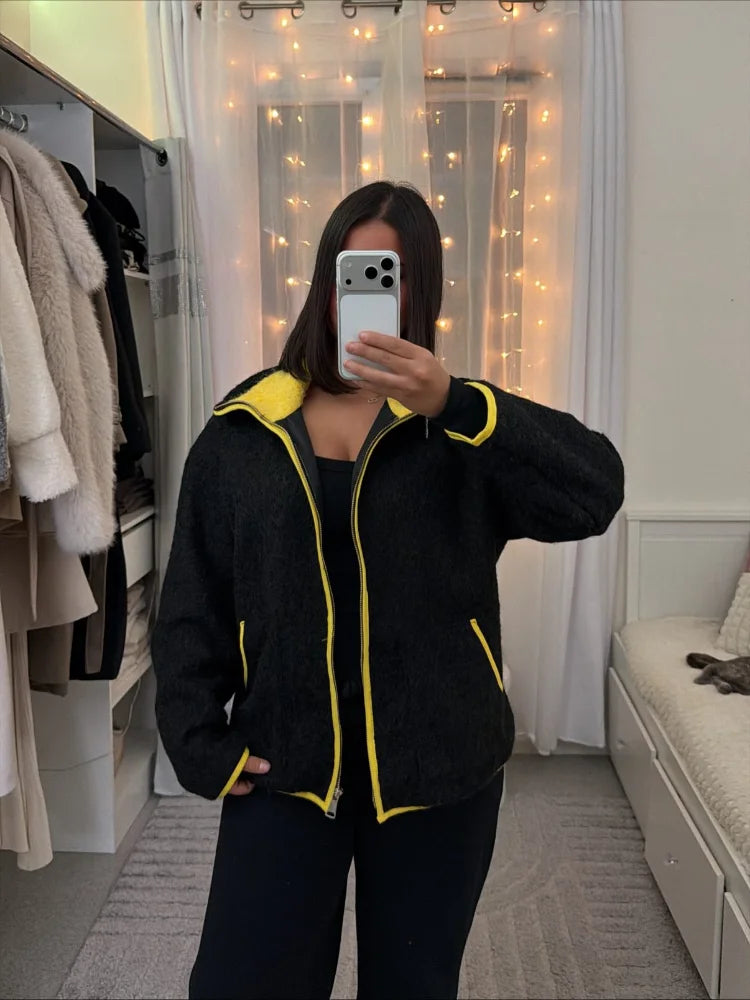 Cardigan tricoté femme chic à poches et zip