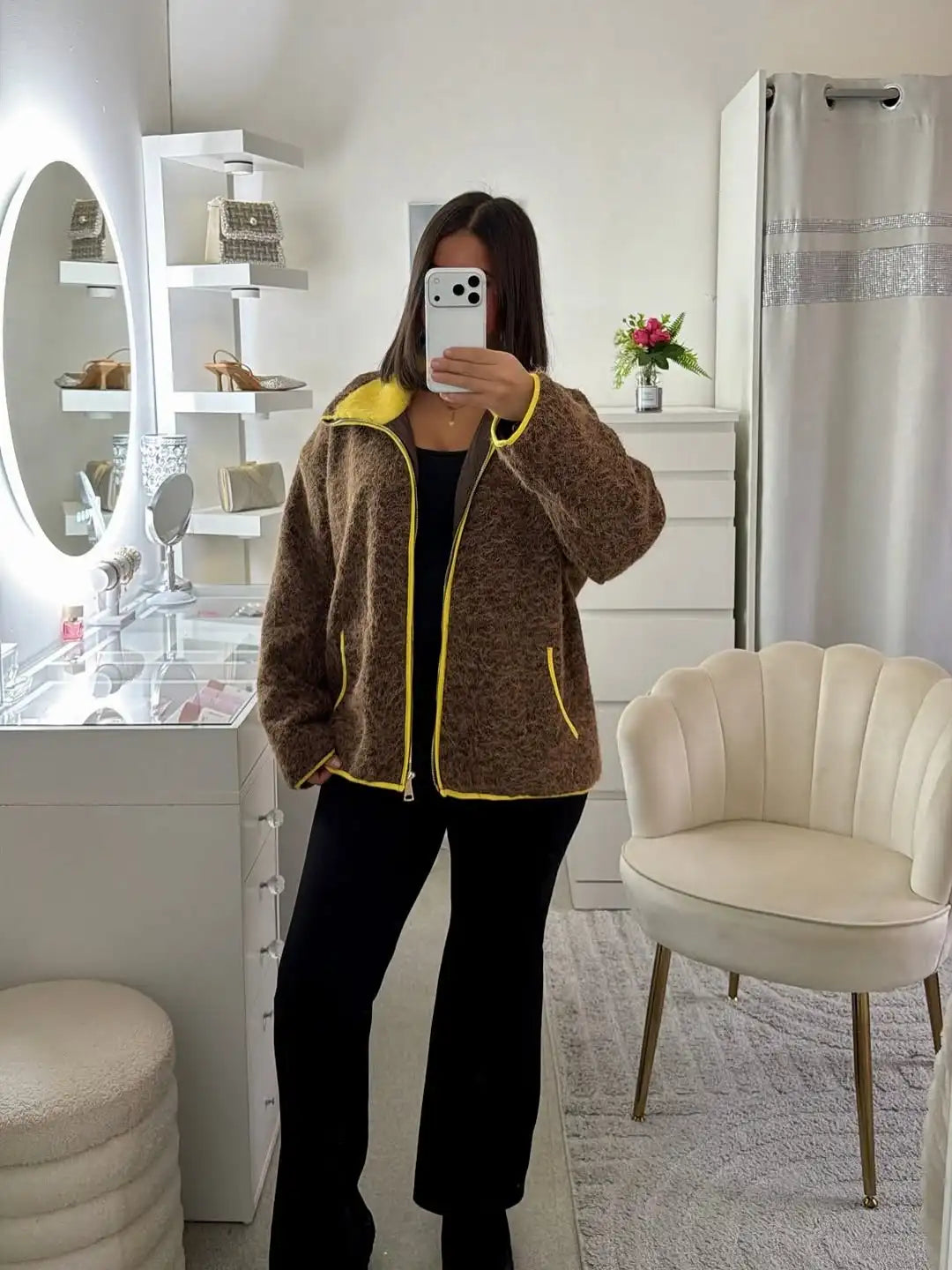 Cardigan tricoté femme chic à poches et zip