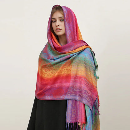 Écharpe Cachemire Femme – Châle Jacquard Paisley