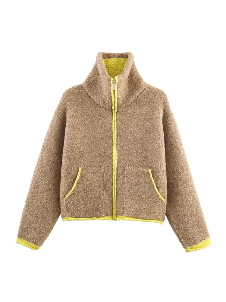 Cardigan tricoté femme chic à poches et zip